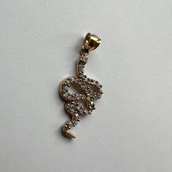 14k Real Yellow Gold Snake Charm Pendant | Streetwear Snake Pendant Snak… - Picture 8 of 8